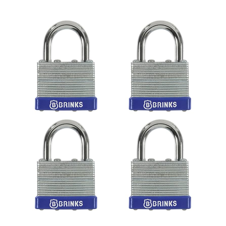 BRINKS - 40mm Laminated Steel Keyed Padlock, 4-Pack - Chrome